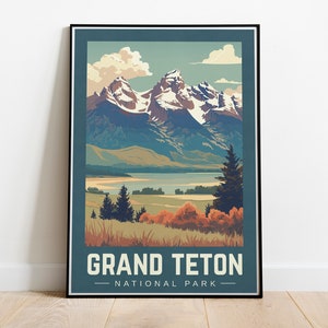 Grand Teton National Park Vintage Travel Poster | Wyoming Travel Poster | Grand Teton Wall Decor | National Parks | Travel Poster
