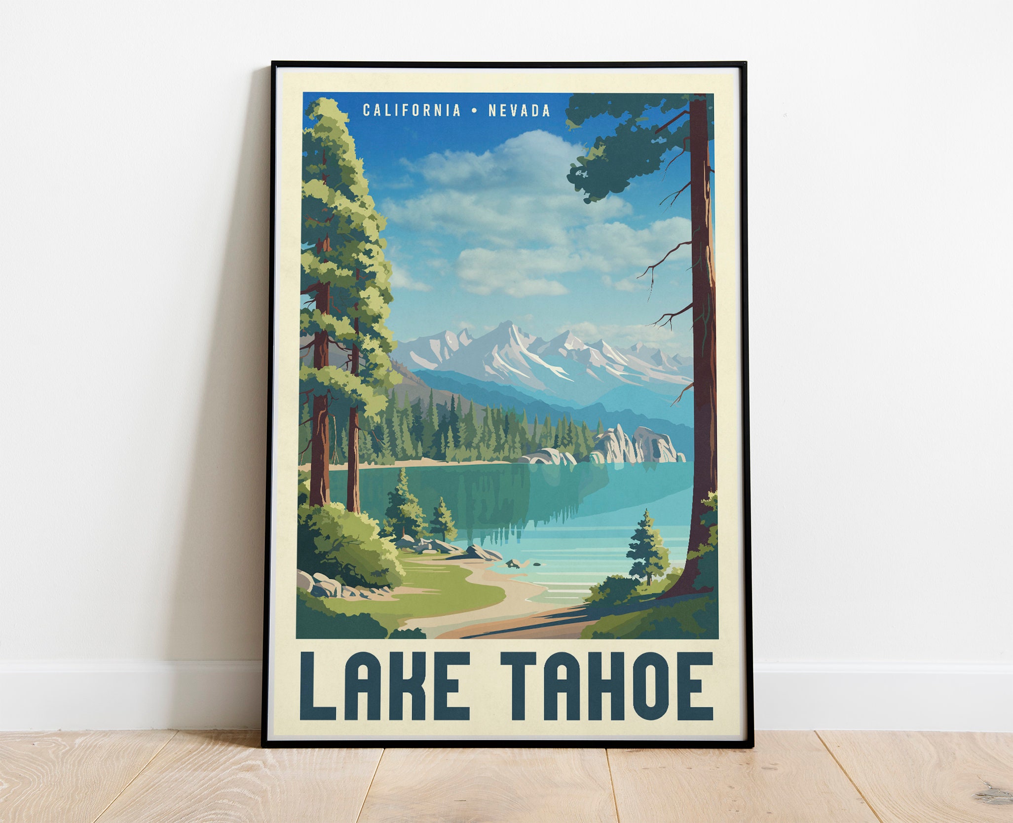 Lake Tahoe Vintage Travel Poster | Lake Tahoe Travel Poster | Lake Tahoe Wall Decor | Lake Tahoe Art | Sierra Nevada Mountains