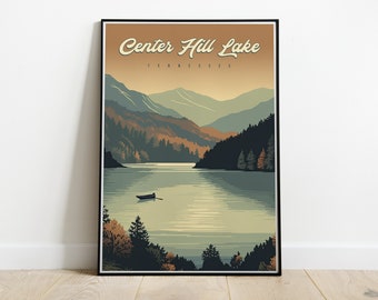 Center Hill Lake Tennessee Fall Travel Poster | Center Hill Lake Autumn Travel Poster | Tennessee Wall Decor | Tennessee Art | TN Lake