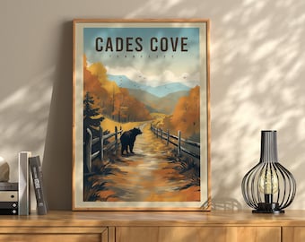 Cades Cove Black Bear Print, Smoky Mountains Tennessee Poster, Wildlife Wall Art, TN Cabin Decor, Nature Gift