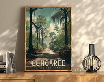 Congaree National Park South Carolina Travel Poster | Congaree Poster | National Parks Travel Poster | South Carolina | Home Decor | Art