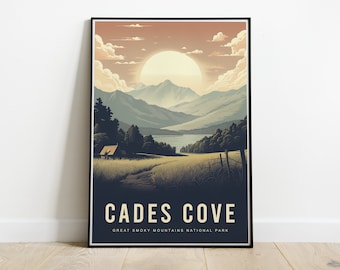 Cades Cove Smoky Mountains Travel Poster | Appalachian Valley Art