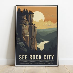 See Rock City Poster Vintage Travel Art Chattanooga Tennessee Wall Decor Rock City Gift Tennessee Souvenir Lookout Mountain Print