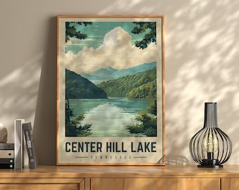 Center Hill Lake Tennessee Vintage Travel Poster | Center Hill Lake Poster | Tennessee Wall Decor | Tennessee Art | Travel Poster | TN Lake