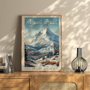 Vintage Mt. Hood Oregon Travel Poster: Pacific Northwest Art