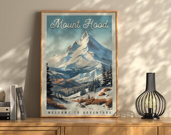 Vintage Mt. Hood Oregon Travel Poster: Pacific Northwest Art