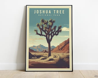 Joshua Tree National Park Poster, Vintage California Desert Wall Art, Southwest Nature Print