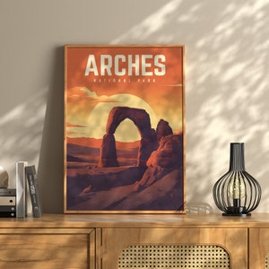 Arches National Park Vintage Travel Poster: Utah Art Print