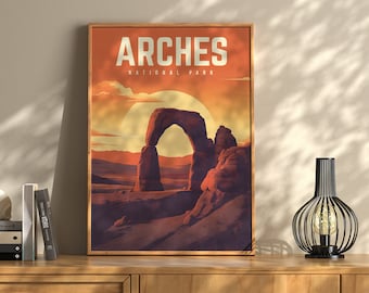 Arches National Park Vintage Travel Poster: Utah Art Print