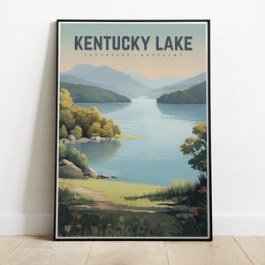 Kentucky Lake Poster Vintage Travel Wall Art Tennessee Kentucky Lake Decor Lake House Print Fishing Gift Nature Lover