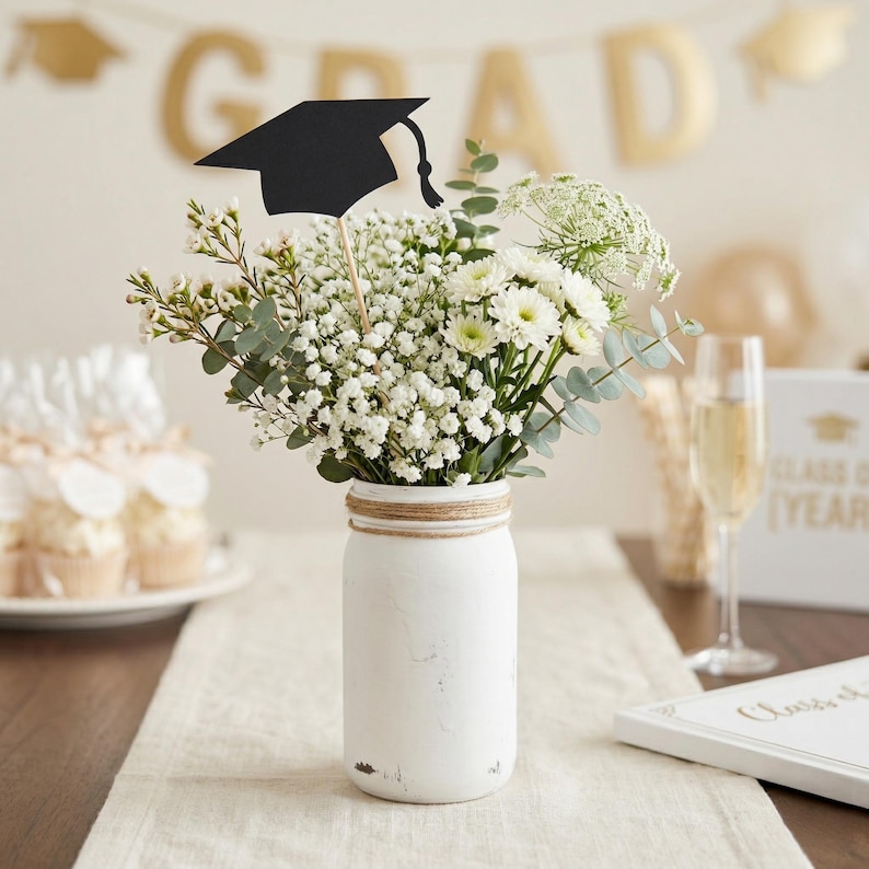 2026 Graduation Mason Jar Centerpiece Tag Graduation Table Decorations Class of 2026 Party Favor Centerpiece Cutouts image 1