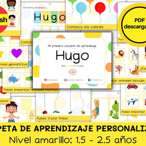 Carpeta de aprendizaje 2 años / Cuaderno actividades para niños / Libro actividades personalizado / Recurso educativo / Educación infantil