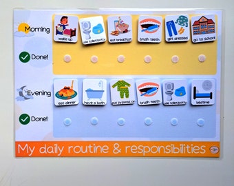DAILY ROUTINE CHART for children // Routine chart for kids | Children's morning and evening routine | Responsibilities checklist board
