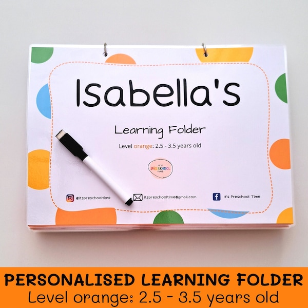 3-Year-Old LEARNING FOLDER // Preschool learning file | Personalised busy book | Children's activity folder | Learning binder for kids