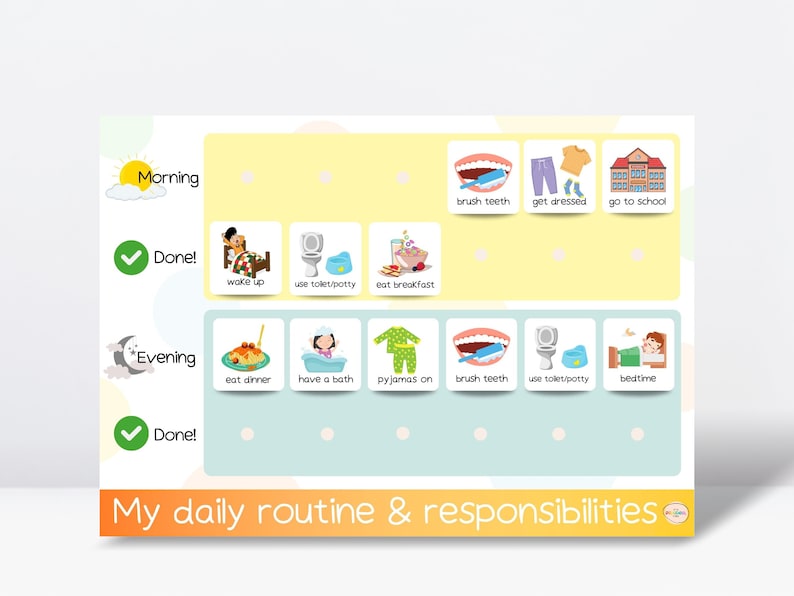 SAVE WITH BUNDLE Routine Chart & Calendar for Kids // Weekly Planner ...