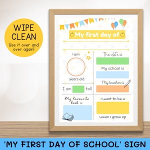 Signe premier jour d'école | Mon premier jour de tapis facile à nettoyer | Début de la crèche | Retour à l'école | Cadeau de rentrée | Tapis lavable