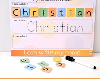 Tapete de aprendizaje personalizado para escribir nombres: Trace & Spell