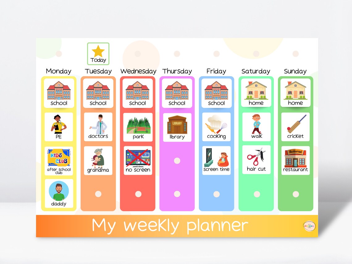 Weekdays Routine Chart SAVE WITH BUNDLE Routine Chart & Calendar for Kids // Weekly Planner ...