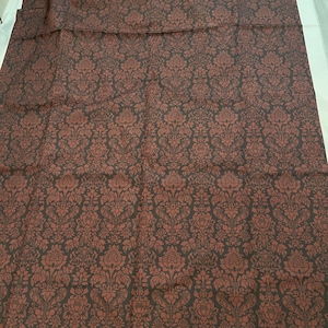 Red and black printed damask fabric on canvas, 3 yards