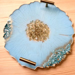 Decorative tray, Wedding tray, Perfume tray, Blue tray, Gold Tray, Resin Tray