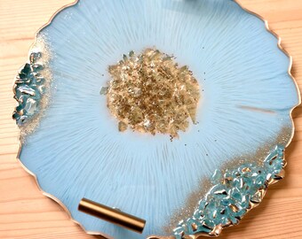 Decorative tray, Wedding tray, Perfume tray, Blue tray, Gold Tray, Resin Tray