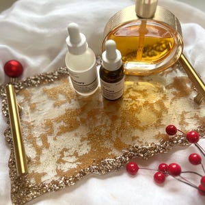 Gold Tray, Gold Decorative Tray, Perfume Tray, Gold Wedding Tray, Resin Tray, Jewellry Tray