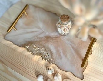 Resin Tray White and Gold Tray Perfume Tray Serving Tray Personalized Wedding Tray
