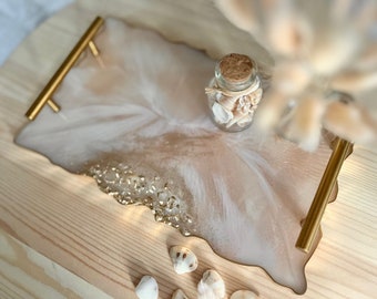 Champagne Tray; White and Gold Tray; Resin Tray; Perfume Tray; Serving Tray; Personalized Wedding Tray