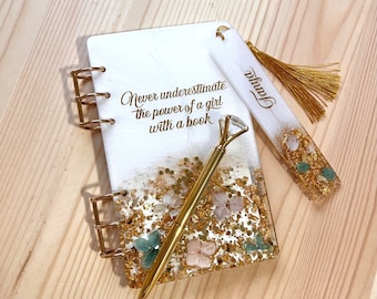 Personalized Notebook Set Custom Refillable Notebook Journal Set Notebook and Bookmark Set