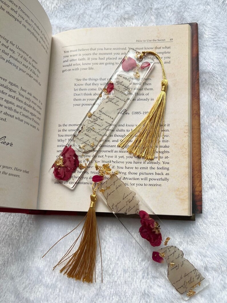 Personalized Resin Bookmark Vintage Bookmark Resin Bookmark Floral Bookmark Custom Bookmark imagem 2