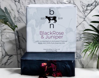Grass Fed Tallow Soap: Black Rose Juniper, Charcoal Detox