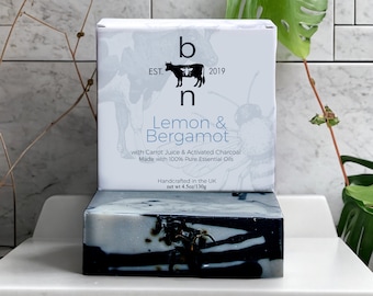 Grass Fed Tallow Soap: Bergamot, Carrot & Charcoal