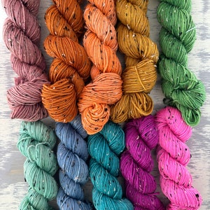 Classic Tweed- dyed to order-  - semi solid tones hand dyed yarn --  CHOOSE your colorway