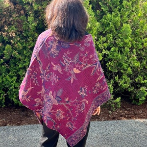 Ladies Boiled Wool Sweater/Poncho/Wrap/Cape in Morocco Red Colors FREE In Style Shopping Bag limited time only. Purple