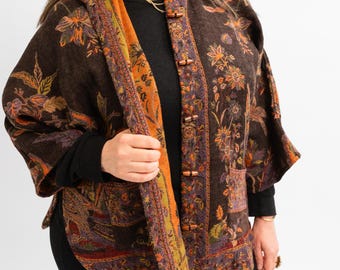 70s tweed jacket/Pure wool/Herringbone pattern/Two buttons/Patch