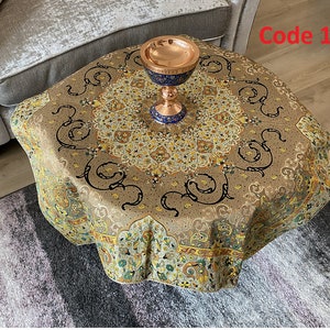 Termeh Tablecloth 94x94 cm, Handwoven Silk Wool Fabric