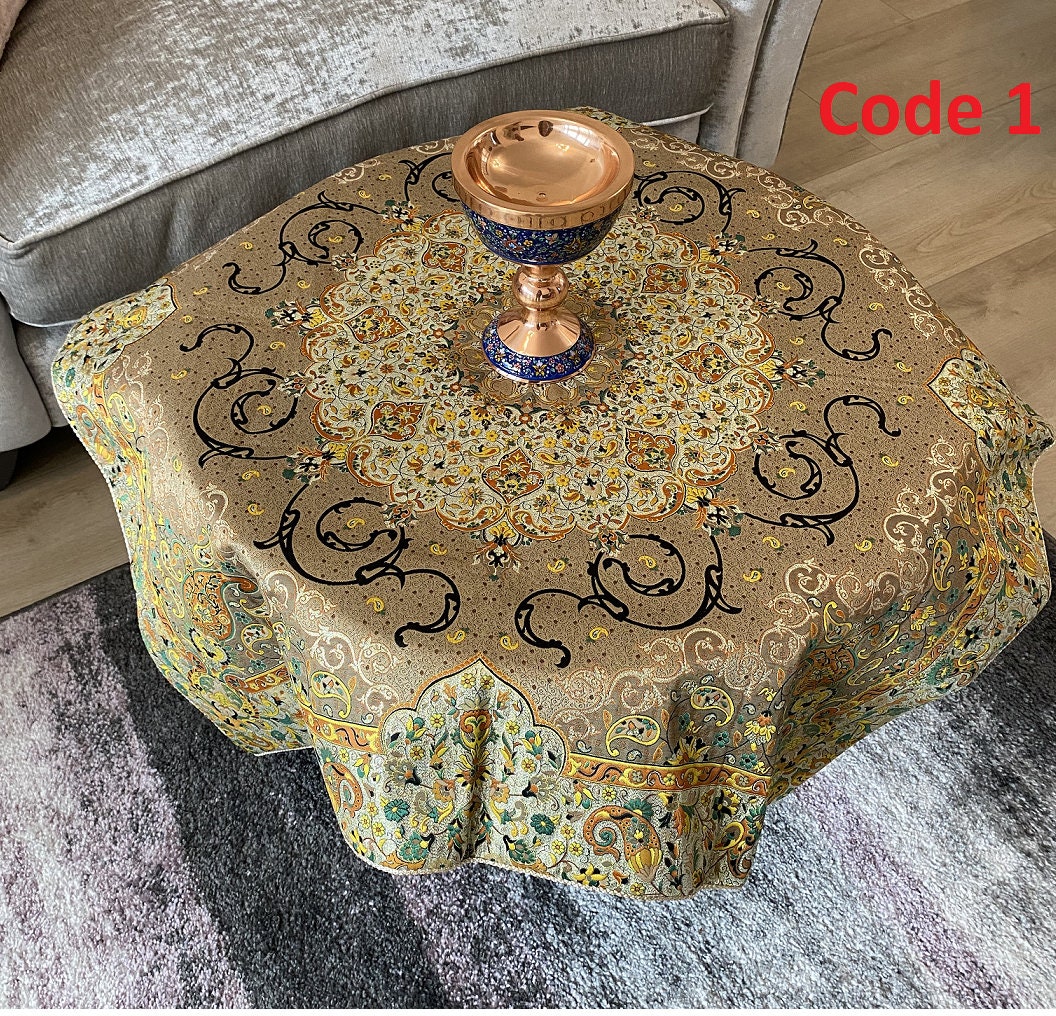 Termeh Tablecloth 94x94 cm, Handwoven Silk Wool Fabric