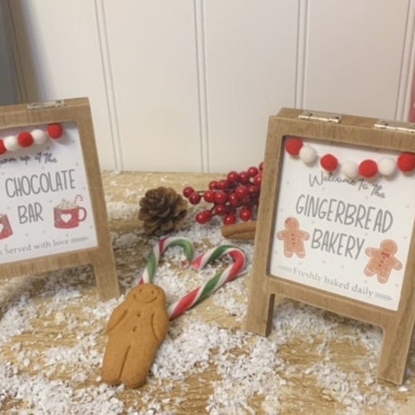 Decorative Christmas Sweet Treats Wooden Easel Sign , Hot Chocolate Bar, Gingerbread Bakery, Christmas Festive Decor, Rustic Mini Plaque