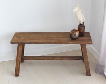 banc en bois rustique / banc en teck / décoration de banc / banc chambre / banc lit