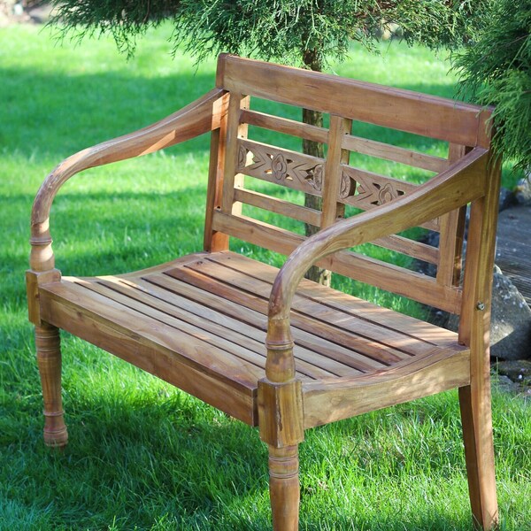 Banc de jardin acajou / mobilier d'extérieur / banc 2 places bois