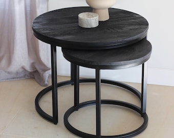 Industrial set side table mango wood / living room table / coffee table