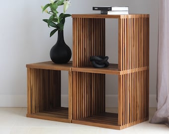 Cube shelf solid wood / Cube acacia wood / Wall shelf