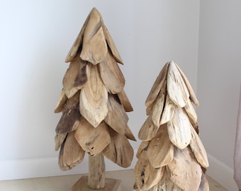 Holzdeko / Tannenbaum Holz / Teakbaum Deko / Recycling Holz / Deko Holzbaum Tanne