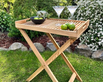 Table pliante en bois / table d'appoint de jardin / plateau avec table pliante