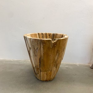 Teak plant pot unique / flower pot wood / solid wood tub / image 3