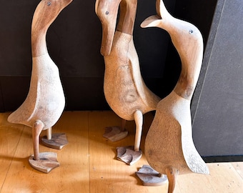 Set of 3 teakwood ducks