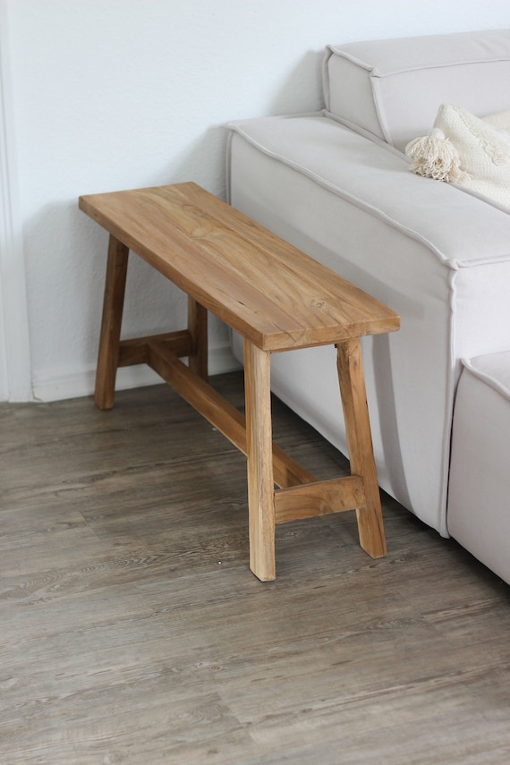 Rustikale Holzbank / Sitzbank Teakholz / Bank Deko / Bank Schlafzimmer / Bank Bett