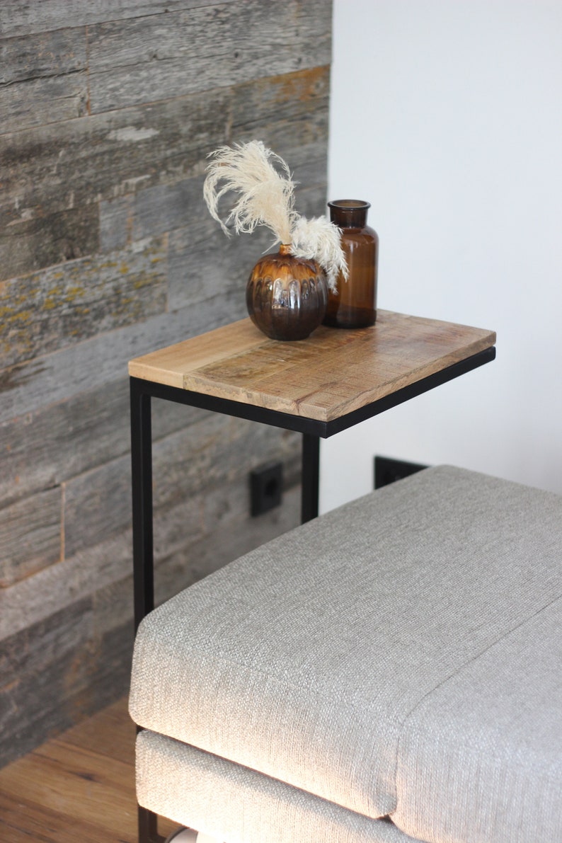 Industrial side table with storage space / couch shelf / laptop table image 2