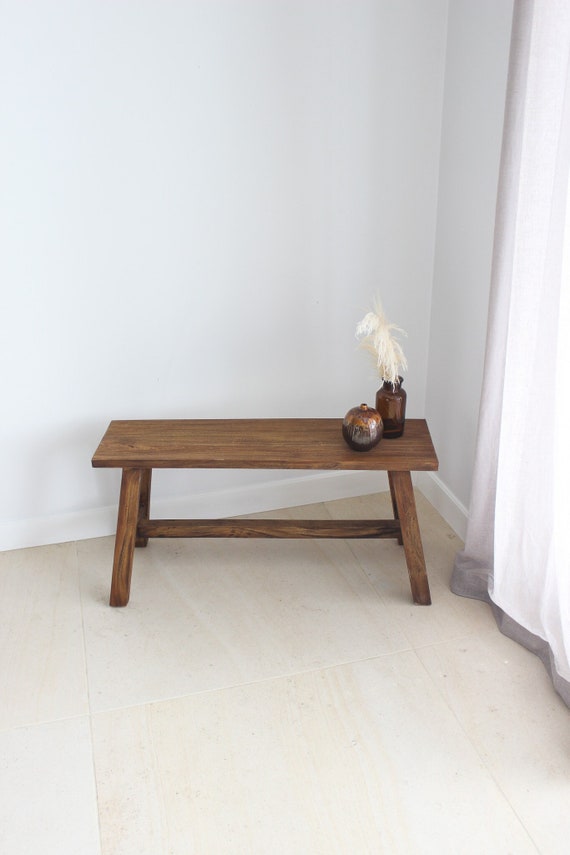 Braune Holzbank / Sitzbank Mahagoni / Bank Deko / Bank Schlafzimmer / Bank Bett
