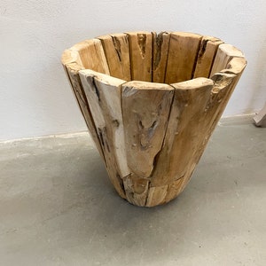 Teak plant pot unique / flower pot wood / solid wood tub / image 5